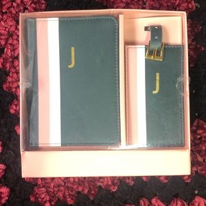 J monogrammed Passport holder with luggage tag